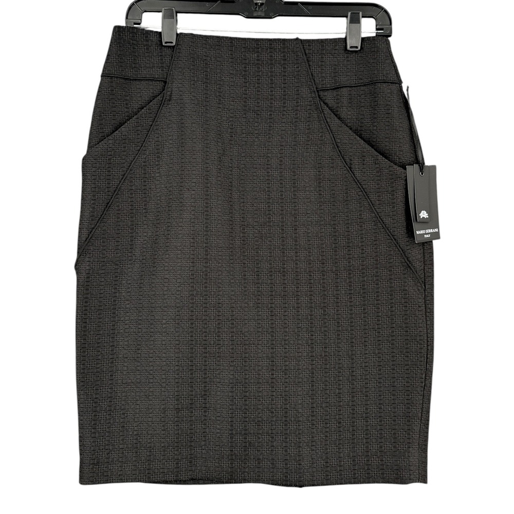 Mario Serrani Italy Women's Black Textured Pencil Skirt Business Career Sz 4